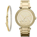 Michael Kors Parker Diamonds Gold Dial Gold Steel Strap Watch for Women - MK5784
