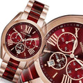 Michael Kors Bradshaw Burgundy Dial Two Tone Steel Strap Watch for Women - MK6270
