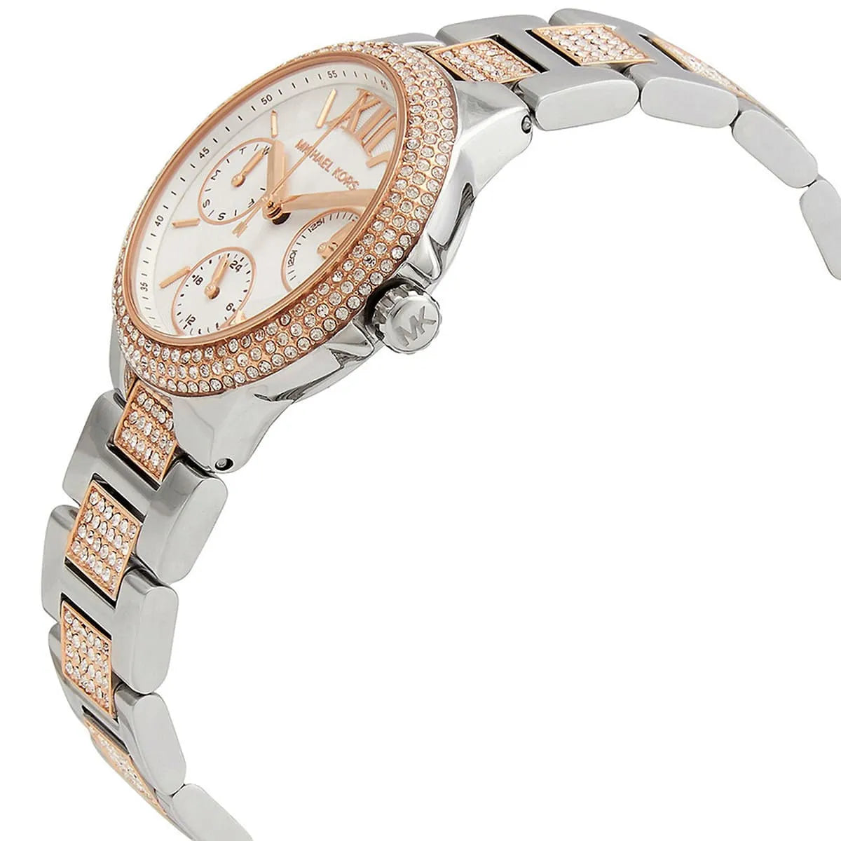 Michael Kors Camille Multifunction White Dial Two Tone Steel Strap Watch For Women - MK6846