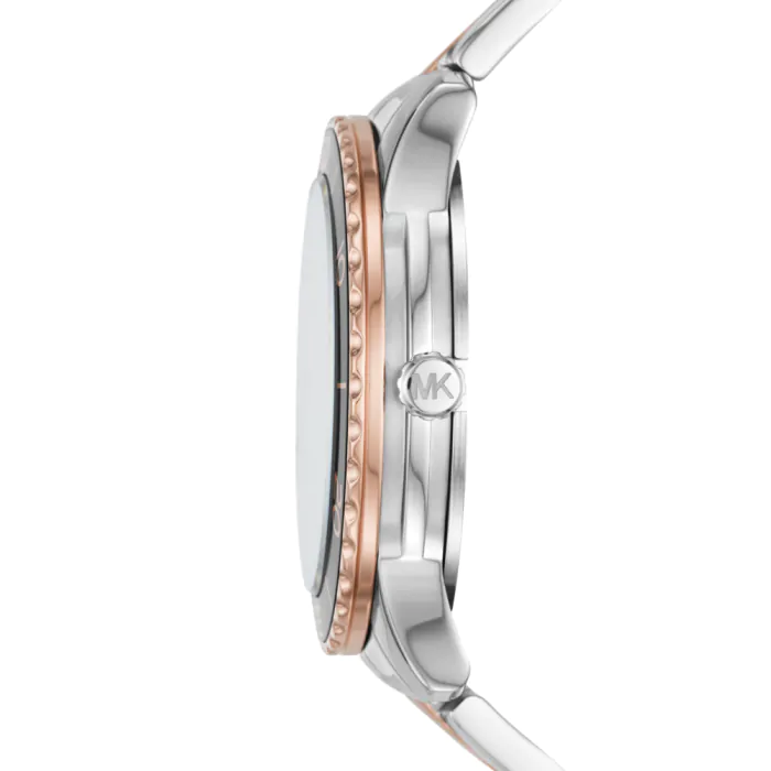 Michael Kors Runway Quartz Black Dial Two Tone Steel Strap Watch For Women - MK6960