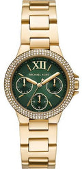 Michael Kors Camille Multifunction Green Dial Gold Steel Strap Watch For Women - MK6981