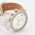Michael Kors Parker Chronograph White Dial White Leather Strap Watch For Women - MK7226