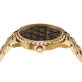 Michael Kors Layton Chronograph Brown Dial Gold Steel Strap Watch For Women - MK7296