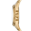 Michael Kors Mini Pilot Quartz Gold Dial Gold Steel Strap Watch For Women - MK7366