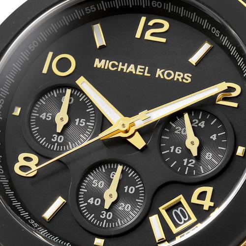 Michael Kors Runway Chronograph Black Dial Black Silicone Strap Watch For Women - MK7385