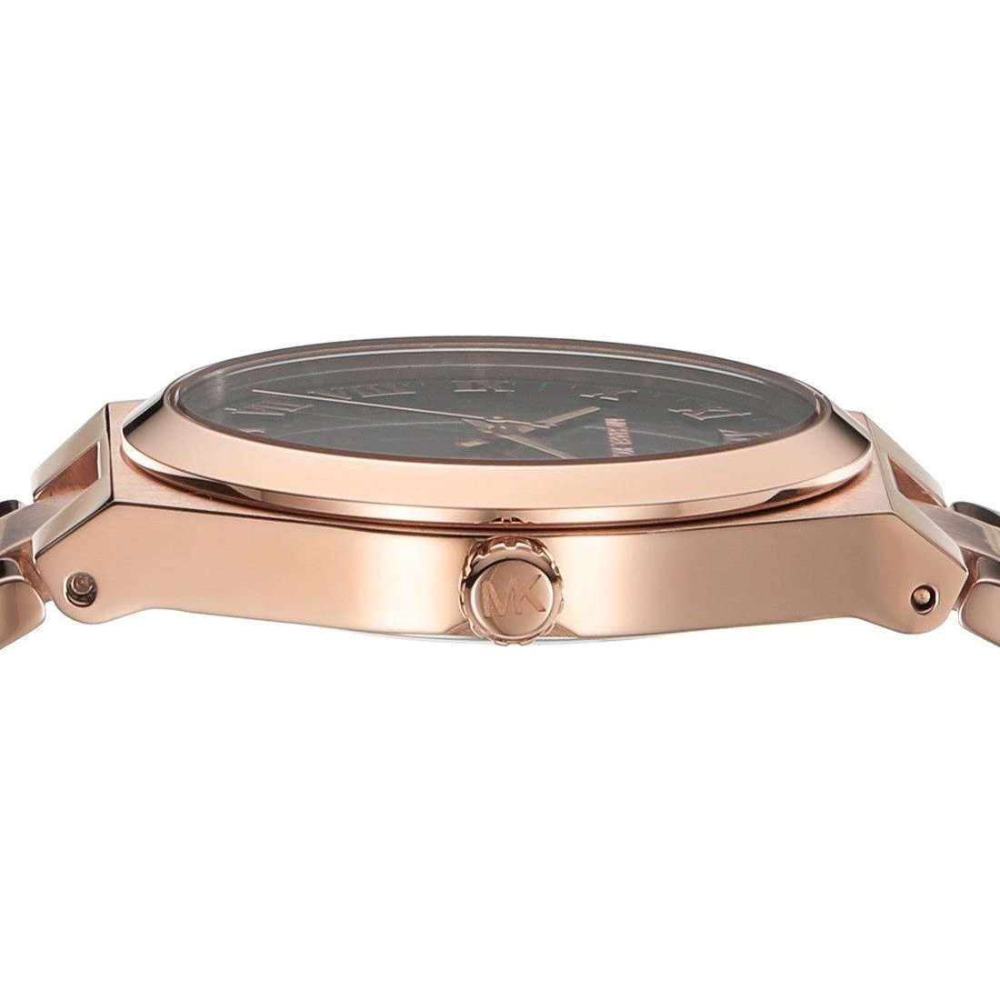 Michael Kors Lennox Three Hand Black Dial Rose Gold Steel Strap Watch For Women - MK7392