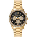 Michael Kors Berkley Chronograph Black Dial Gold Steel Strap Watch For Women - MK7414