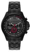 Michael Kors Pilot Chronograph Black Dial Black Steel Strap Watch For Men - MK9127