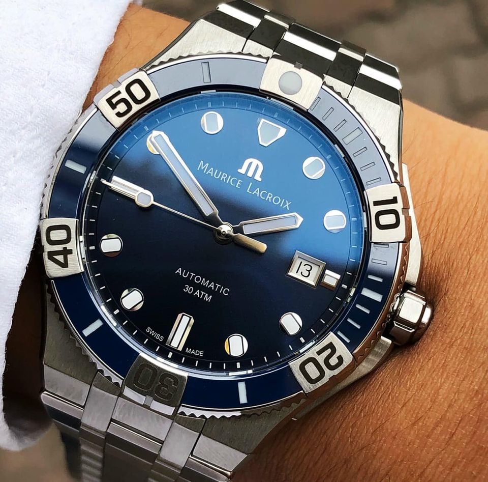 Maurice Lacroix Aikon Venturer Blue Dial Silver Steel Strap Watch for Men - AI6058-SS002-430-1