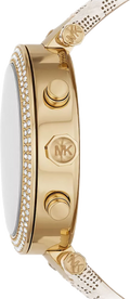 Michael Kors Parker Chronograph White Dial White Leather Strap Watch For Women - MK6916