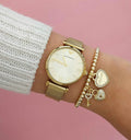 Emporio Armani Retro Gold Dial Gold Mesh Bracelet Watch For Women - AR1957