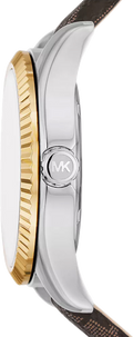 Michael Kors Lexington Silver Dial Brown Leather Strap Watch For Women - MK4745