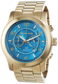 Michael Kors Runway Stop Hunger Blue Dial Gold Steel Strap Watch for Men - MK8315