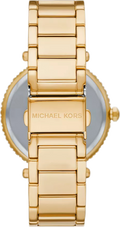 Michael Kors Parker Mother of Pearl White Dial Gold Steel Strap Watch For Women - MK4693
