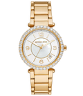 Michael Kors Parker Mother of Pearl White Dial Gold Steel Strap Watch For Women - MK4693