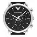 Emporio Armani Dress Analog Black Dial Black Leather Strap Watch For Men - AR8029