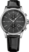 Hugo Boss Jet Black Dial Black Leather Strap Watch for Men - 1513279