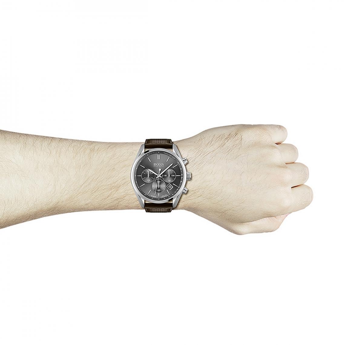 Hugo Boss Contemporary Sport Driver Black Dial Black Leather Strap Watch for Men - 1513085