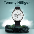 Tommy Hilfiger Lexor Silver Dial Black Leather Strap Watch For Men - 1791489