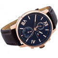 Tommy Hilfiger Aiden Quartz Blue Dial Brown Leather Strap Watch for Men - 1791308