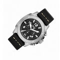 Fossil Modern Machine Chronograph Black Dial Black Leather Strap Watch for Men - FS4928