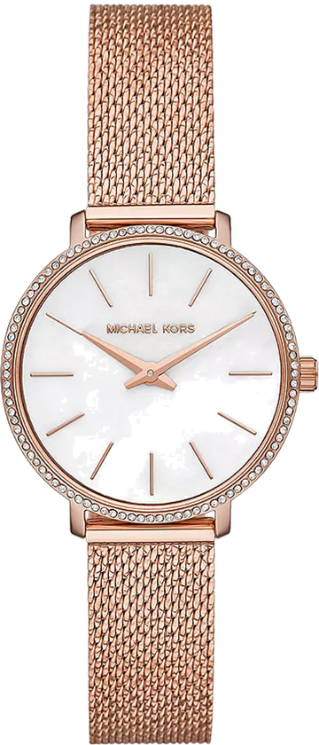 Michael Kors Pyper Quartz Mother of Pearl White Dial Rose Gold Mesh Strap Watch For Women - MK4588