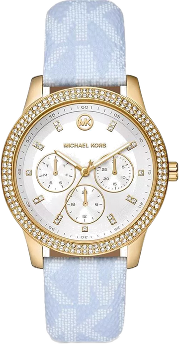 Michael Kors Tibby Multifunction White Dial Blue Leather Strap Watch For Women - MK2965