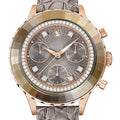 Swarovski Octea Chrono Grey Dial Grey Leather Strap Watch for Women - 5671153