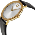 Movado TC Silver Dial Black Leather Strap Watch For Men - 606695