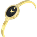 Movado Bela Black Dial Gold Steel Strap Watch For Women - 0606999