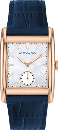 Movado Heritage Mother of Pearl White Dial Blue Leather Strap Watch For Women - 3650052