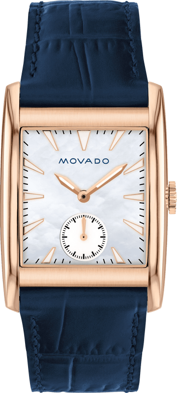 Movado Heritage Mother of Pearl White Dial Blue Leather Strap Watch For Women - 3650052