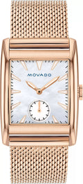 Movado Heritage White Mother of Pearl Dial Rose Gold Mesh Bracelet Watch For Women - 3650041