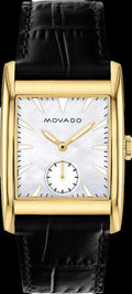 Movado Heritage Mother of Pearl White Dial Black Leather Strap Watch For Women - 3650050