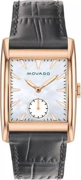 Movado Heritage Mother of Pearl White Dial Grey Leather Strap Watch For Women - 3650051