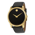 Movado Museum Black Dial Black Leather Strap Watch For Men - 0607014