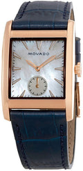 Movado Heritage Mother of Pearl White Dial Blue Leather Strap Watch For Women - 3650052