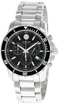 Movado Series 800 Chronograph Black Dial Silver Steel Strap Watch For Men - 2600142