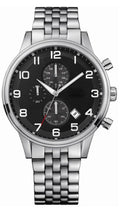 Hugo Boss Aeroliner Chronograph Black Dial Silver Steel Strap Watch For Men - 1512446