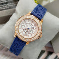 Guess Crown Jewel Diamonds White Dial Blue Rubber Strap Watch for Women - GW0411L2