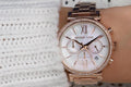 Michael Kors Sofie Chronograph Mother of Pearl White Dial Rose Gold Steel Strap Watch For Women - MK6576