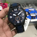 Fossil Nate Chronograph Blue Dial Two Tone Steel Strap Watch for Men - JR1494
