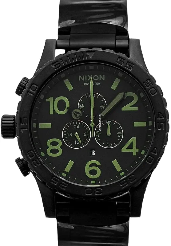 Nixon 51-30 Chrono Black Dial Black Steel Strap Watch for Men - A083-1042