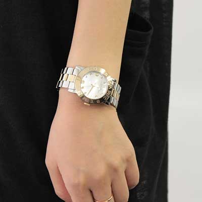 Marc Jacobs Amy Silver Dial Two Tone Steel Strap Watch for Women - MBM3139