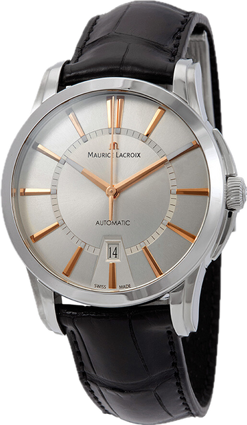 Maurice Lacroix Pontos Silver Dial Black Leather Strap Watch For Men - PT6148-SS001-131