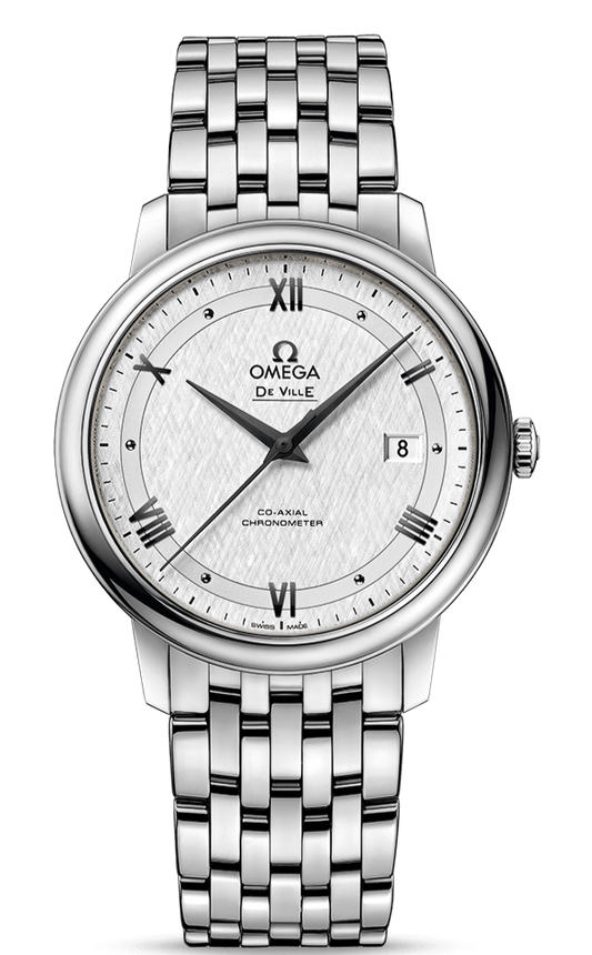 Omega De Ville Prestige Co Axial Automatic White Dial Silver Steel Strap Watch for Men - 424.10.40.20.02.005