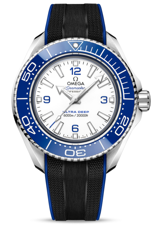 Omega Planet Ocean 6000M Co Axial Master Chronometer 45.5mm White Dial Black Rubber Strap Watch for Men - 21532462104001