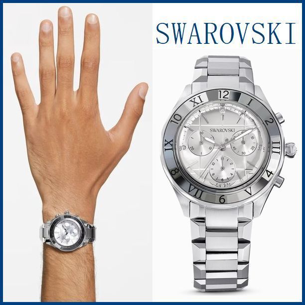 Swarovski Dextera Chronograph Silver Dial Silver Steel Strap Watch for Women - 5641297