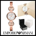 Emporio Armani Retro Quartz Silver Dial Rose Gold Steel Strap Watch For Women - AR1776