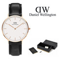 Daniel Wellington Classic Sheffield White Dial Black Leather Strap Watch for Women - DW00100036